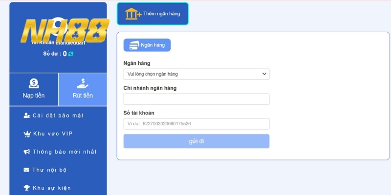 Quá trình rút tiền NH88 được hướng dẫn chi tiết từng bước